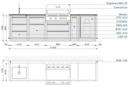 Уличная крашеная кухня KuhniGrill Ontario